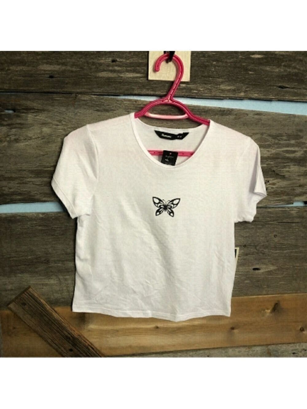 bluenotes Size Med NWT White, Butterfly Baby Tee